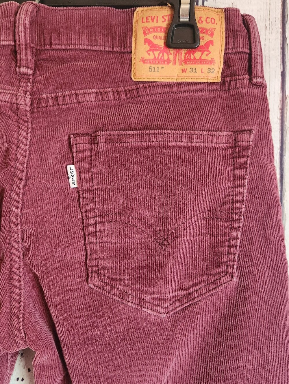 Levi's 511 Slim Fit Corduroy Pants Burgundy 31x32